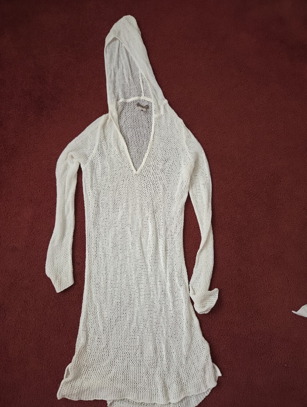 Tommy Bahama Off White Open-Weave Hooded Cover-Up